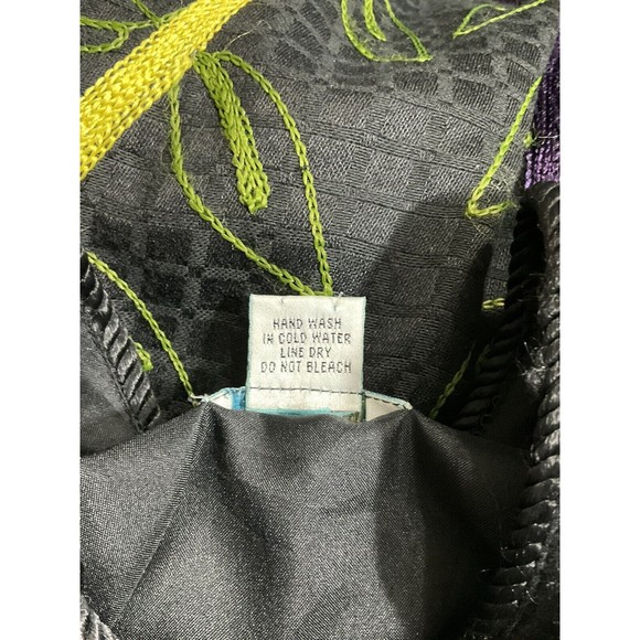 Womens Wearable Art Jacket Size Medium Black Floral Embroidered Boho Colorful - Picture 5 of 8